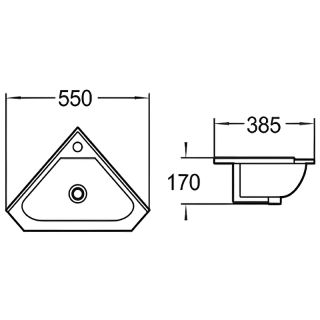 Раковина WeltWasser Aisbach 7012 GL-WT 55 10000008681 угловая Белая глянцевая